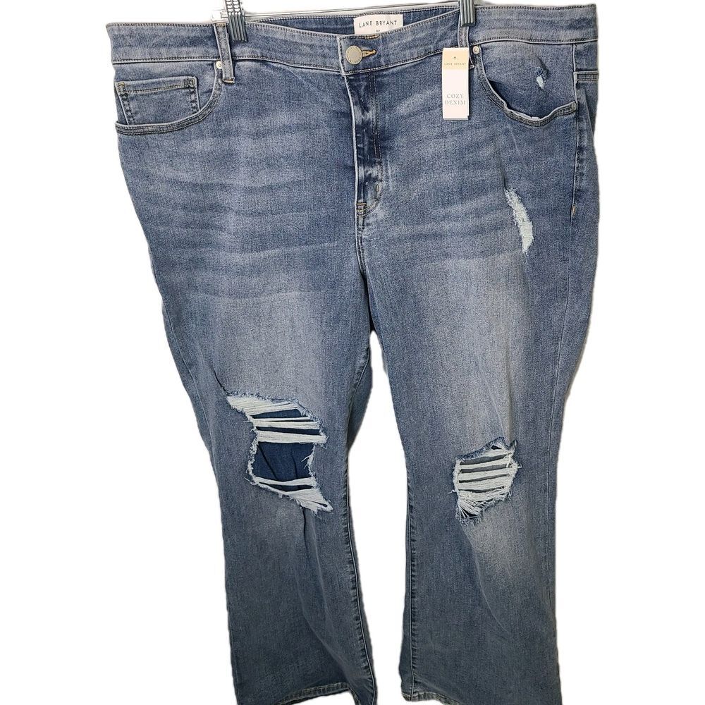 Lane Bryant Jeans Womens Sz 26P Stretch Lt‎ Wash Blue Boot Distressed Chic Denim - Picture 2 of 13